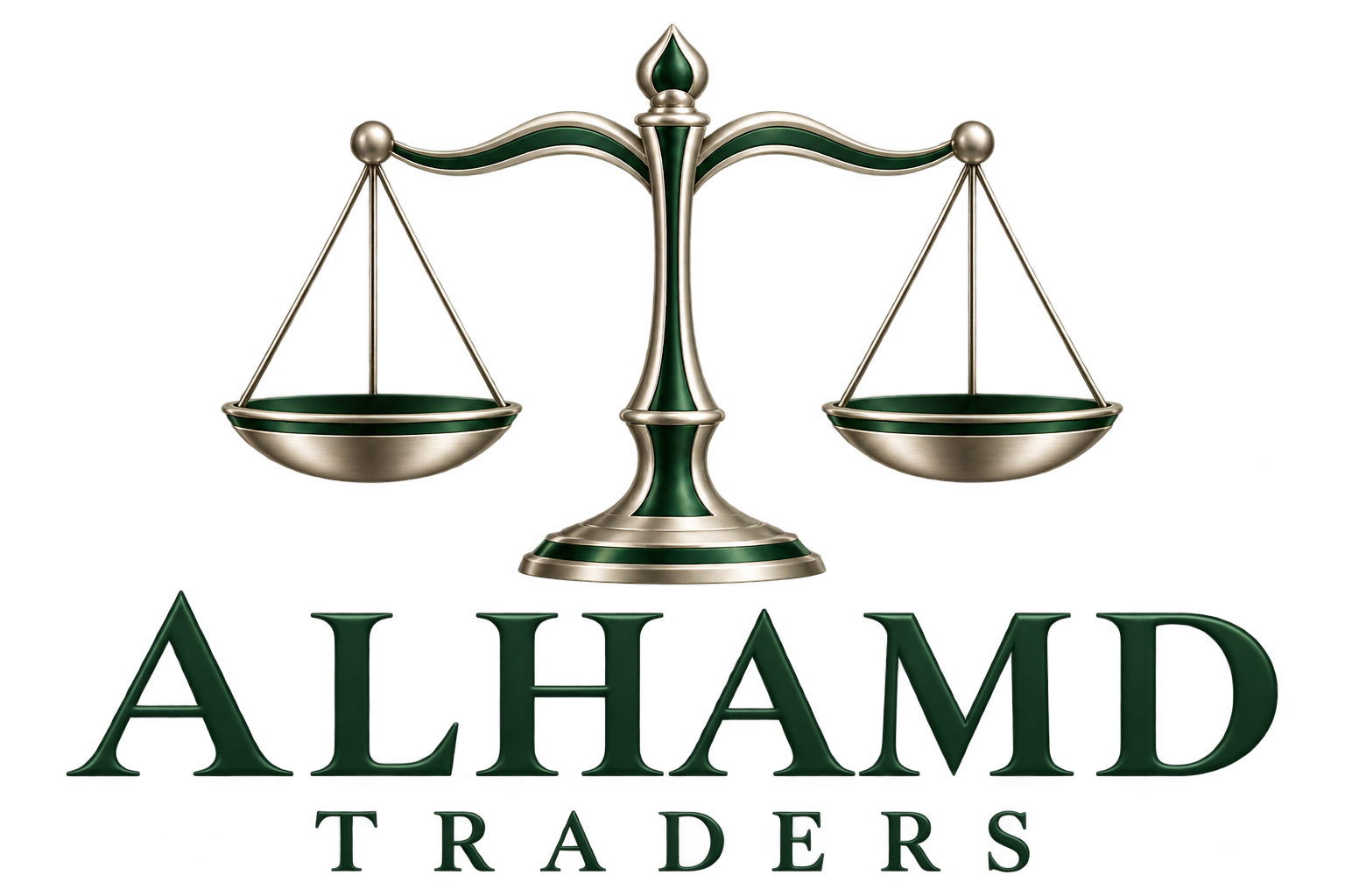 AlHamd Traders green and silver balance logo